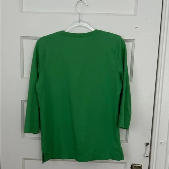 L.L. Bean, cotton henley, 3/4 sleeve, Women's medium, green - Picture 3 of 7